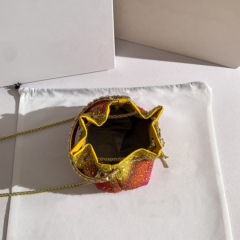 Drawstring Rhinestone Bag Shoulder Crossbody Handbag Women's Bag