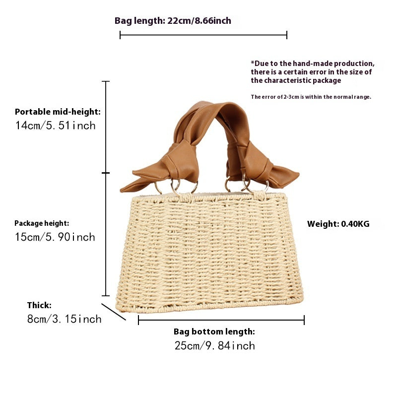 Seaside Vacation Versatile Portable PU Straw Material Bag