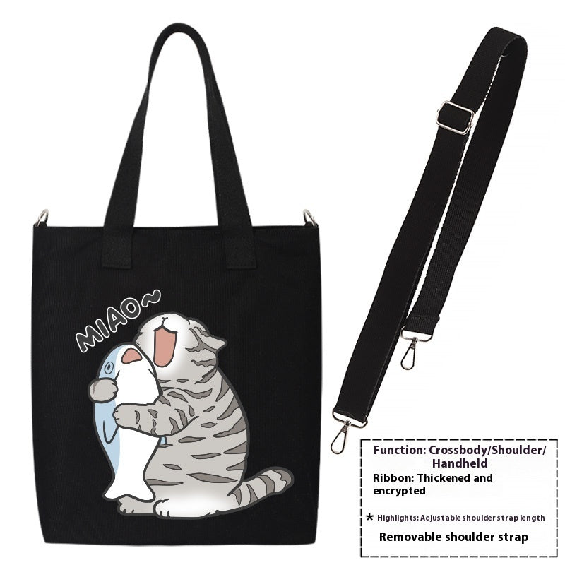 Shiba Inu Male And Female Shoulder Bag Canvas Large Capacity