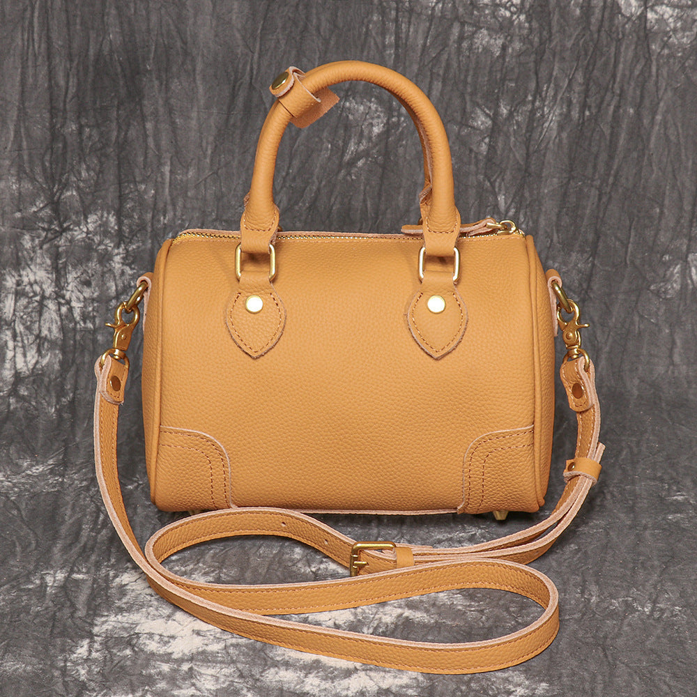New Handmade First Layer Cowhide Portable Boston Bag Fashion All-match Casual
