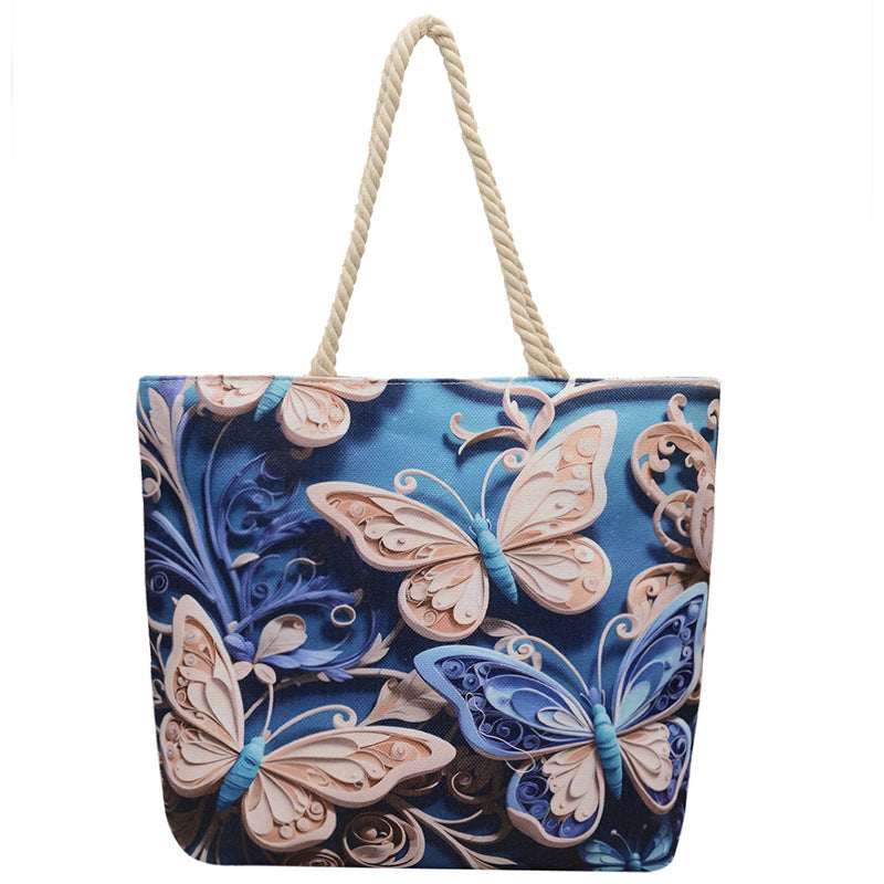 Canvas Fashion Linen Cotton String Shoulder Bag Simple Handbag