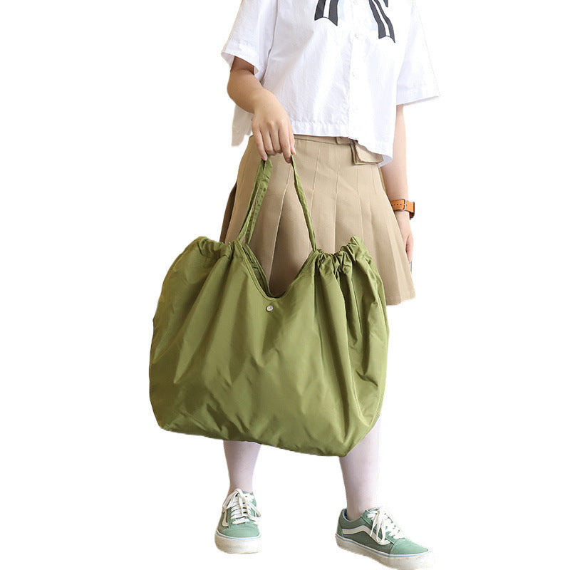 Solid Color Large Capacity Folding Shopping Bag Environmental Protection Portable