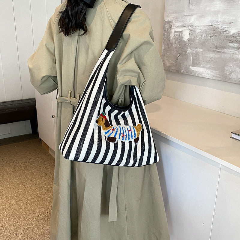 New Embroidery Cartoon Anime Large Capacity Shoulder Bag