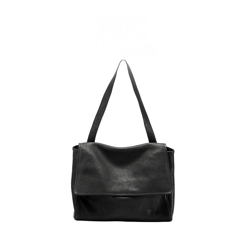 Retro Easy Matching Commuter Large Capacity Top Layer Vegetable Tanning Cattle Leather Bag