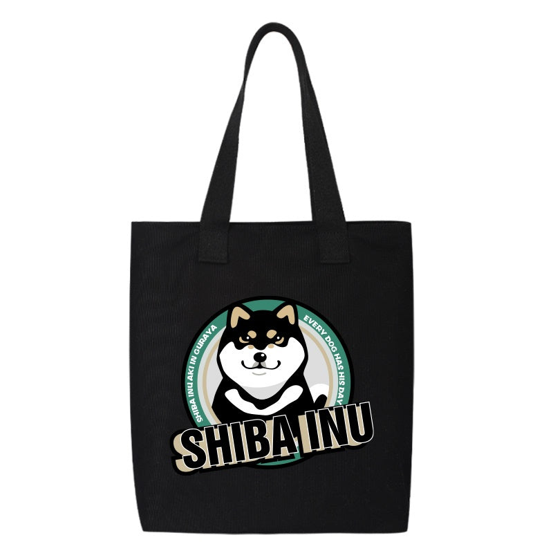 Shiba Inu Male And Female Shoulder Bag Canvas Large Capacity