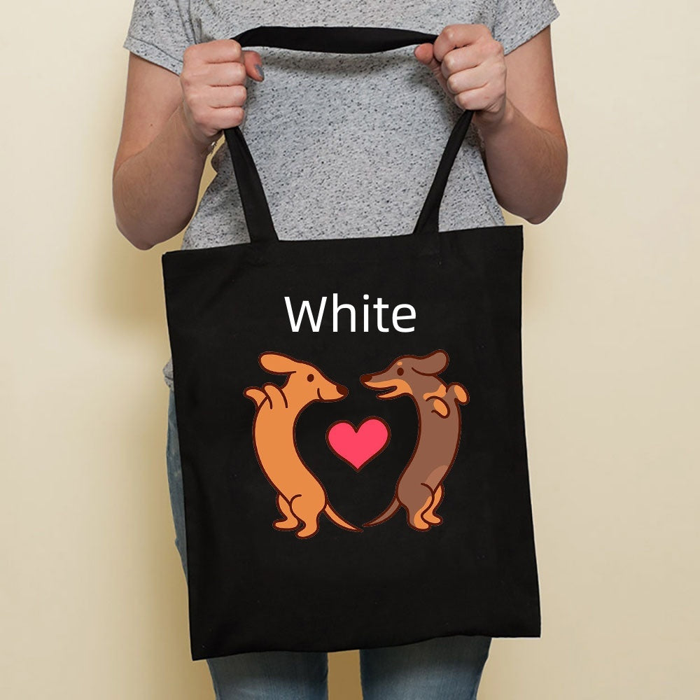 Sausage Cute Pet Dog Printed Canvas Bag