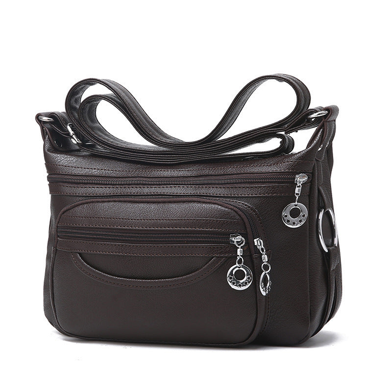 Soft Leather Casual Shoulder Bag Large Capacity