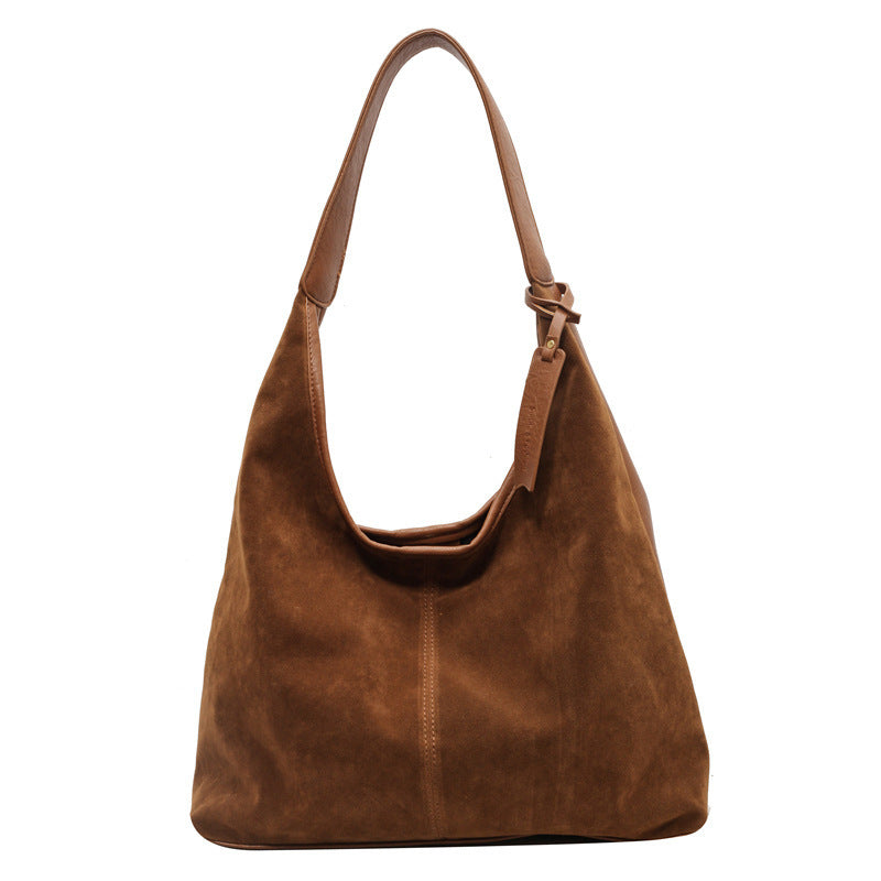 Retro Suede Stitching PU Shoulder Bag