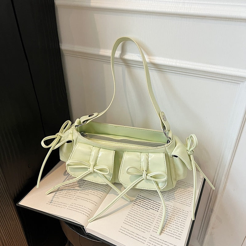 Tassel Bow Women's Bag Multi-pocket Pleated Large Capacity