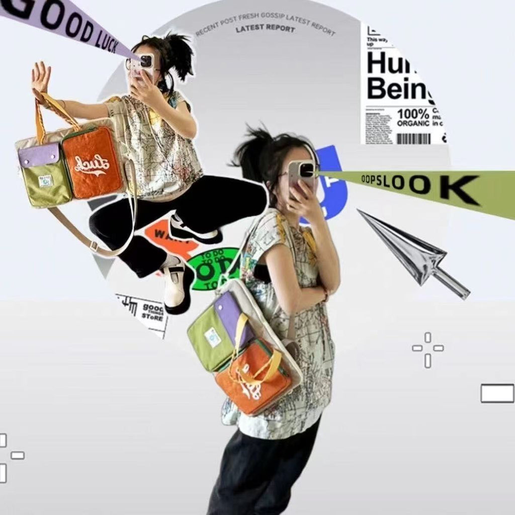 Japanese Dopamine Color Matching Crossbody Bag Large Capacity