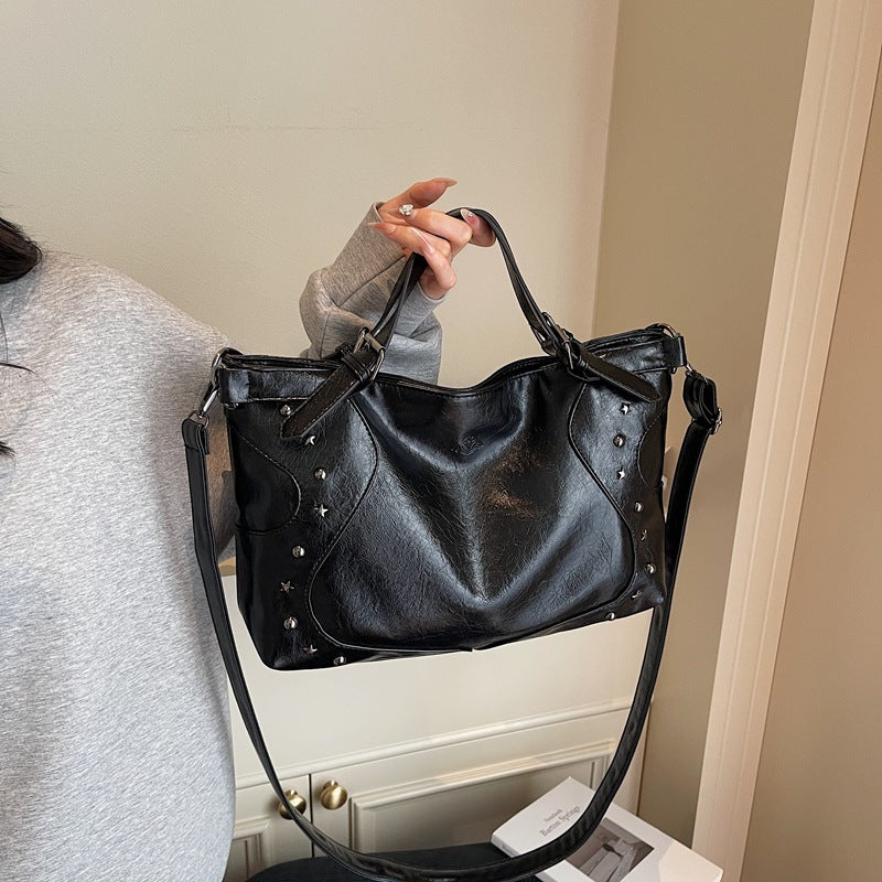 Retro Biker's Style Fashion Large Capacity Crossbody Handbag
