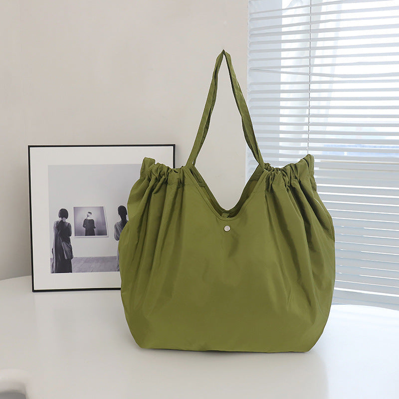 Solid Color Large Capacity Folding Shopping Bag Environmental Protection Portable