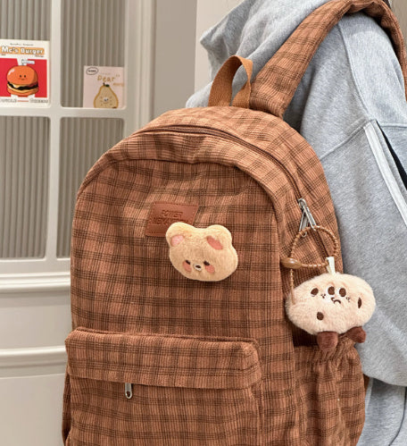 Japanese Ins Campus Retro Checked Backpack