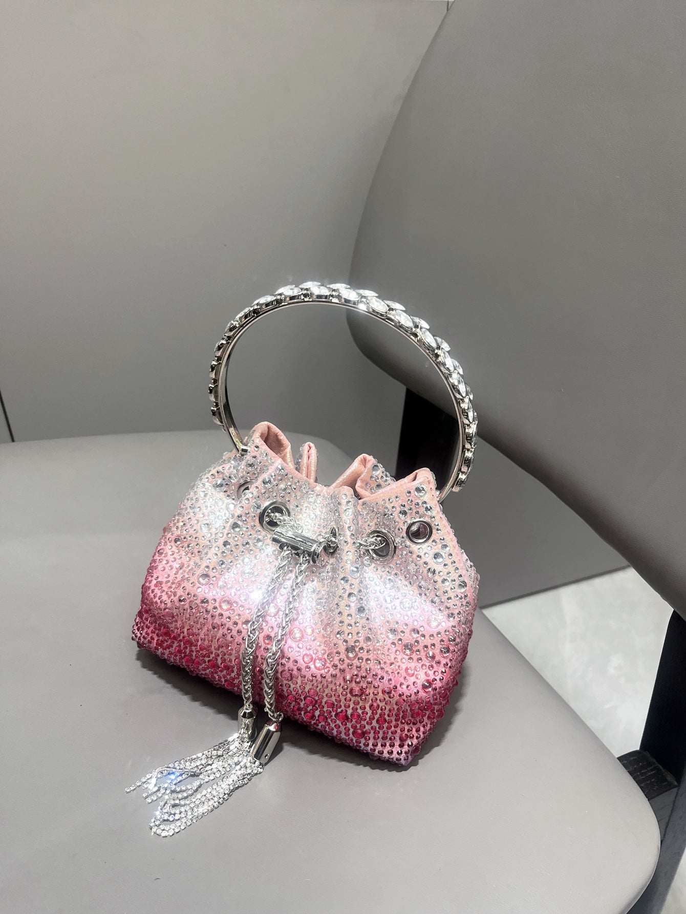 Drawstring Rhinestone Bag Shoulder Crossbody Handbag Women's Bag