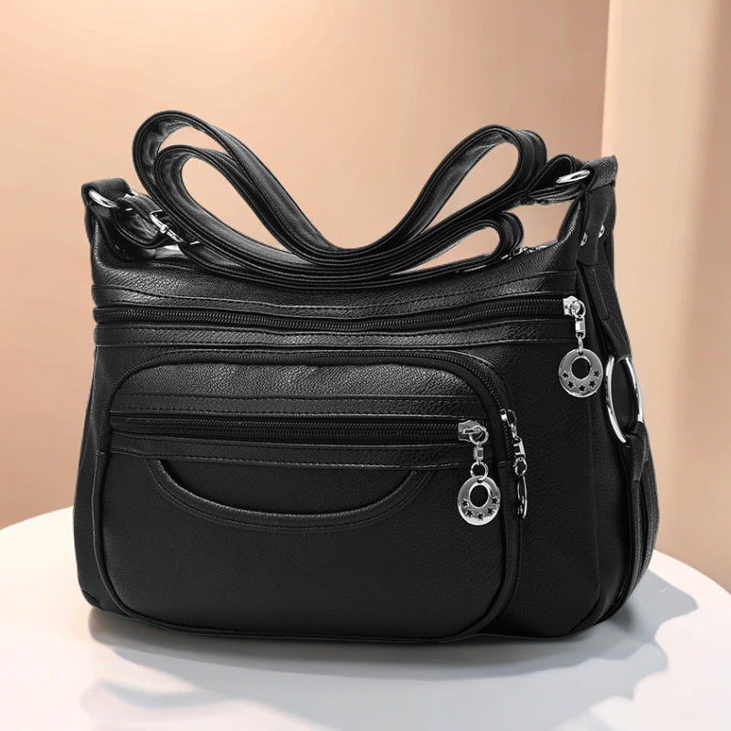 Soft Leather Casual Shoulder Bag Large Capacity