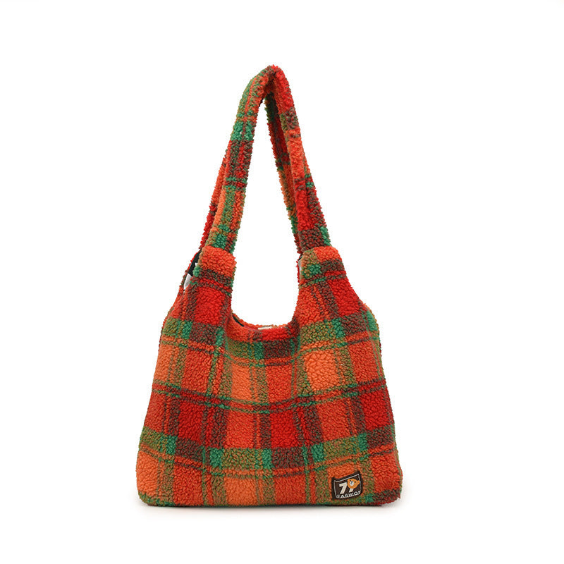 Women's Plaid Shoulder Crossbody Tote Bag Large Capacity Shoulder Underarm Bag