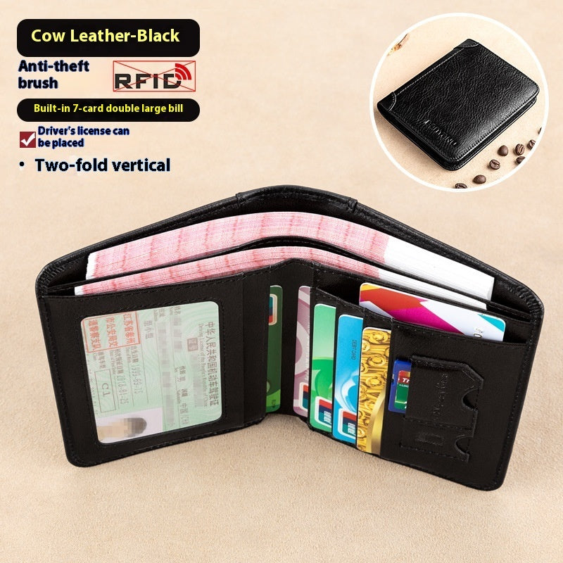 Men's Wallet RFID Anti-theft Swiping Ultra-thin First Layer Cowhide