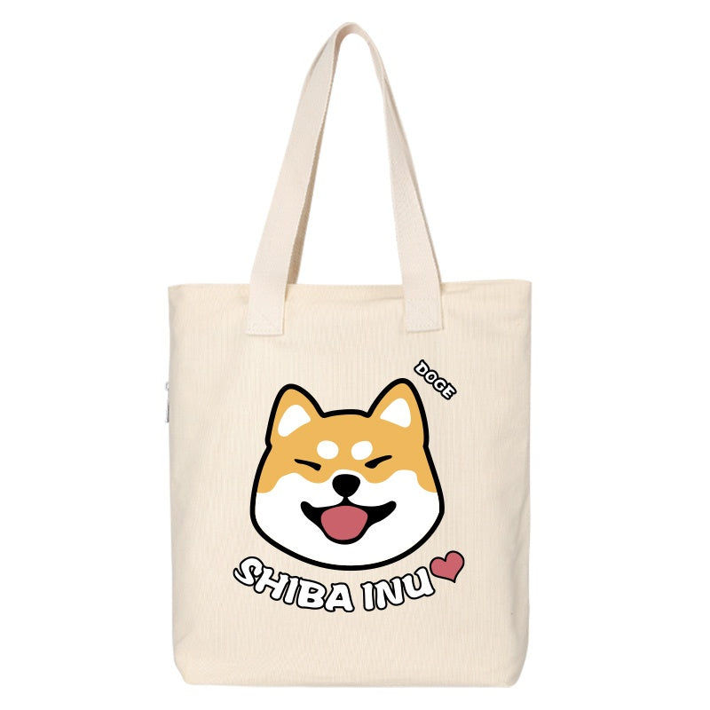 Shiba Inu Male And Female Shoulder Bag Canvas Large Capacity