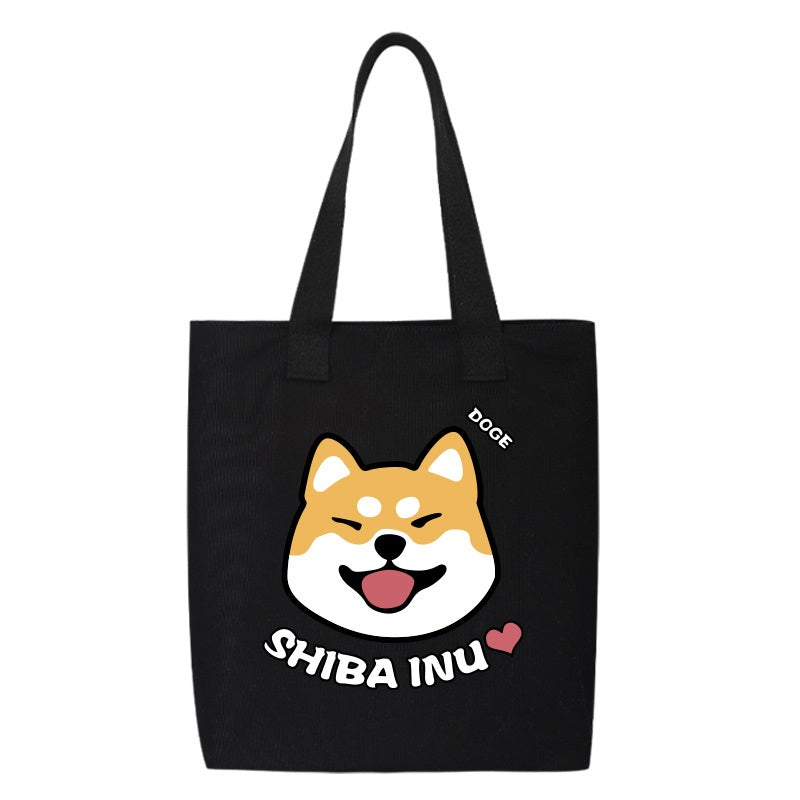 Shiba Inu Male And Female Shoulder Bag Canvas Large Capacity