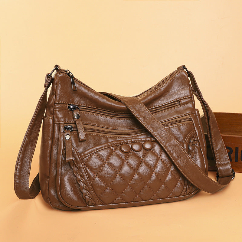 Soft Leather Retro Women's Shoulder Bag Large Capacity