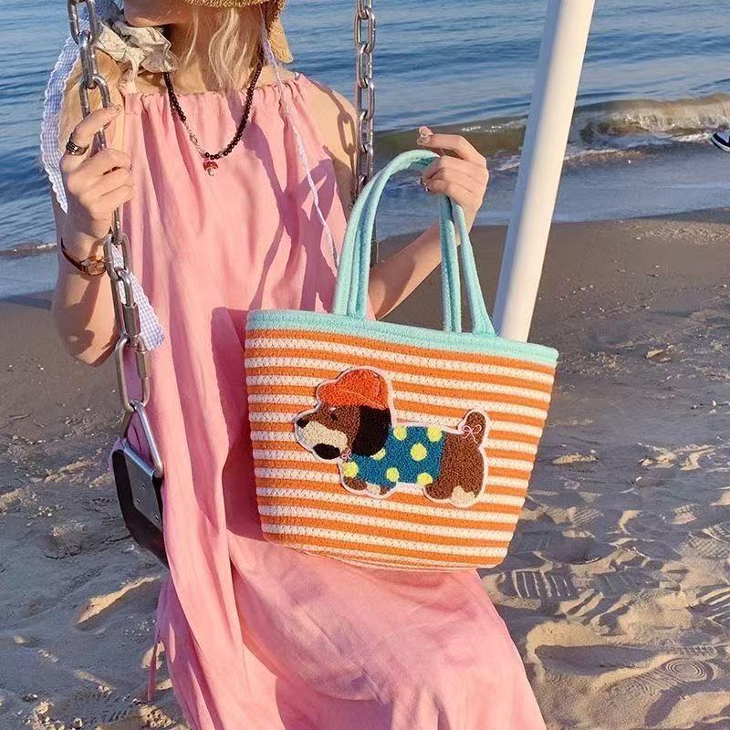 Sausage Dog Cute Dopamine Texture Woven Bag