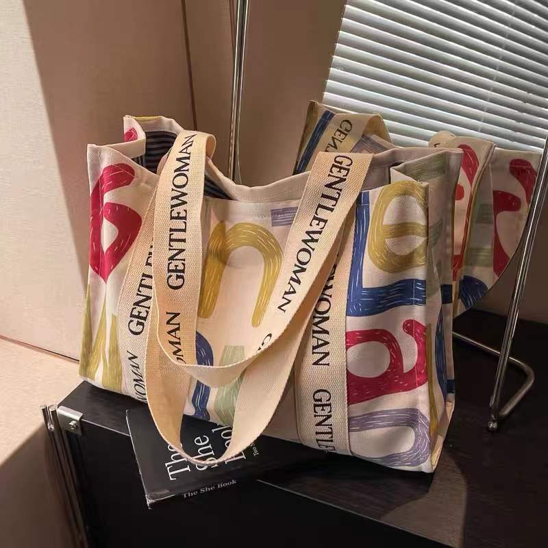 Large Capacity Canvas Women's Travel Tote Portable Shopping Bag