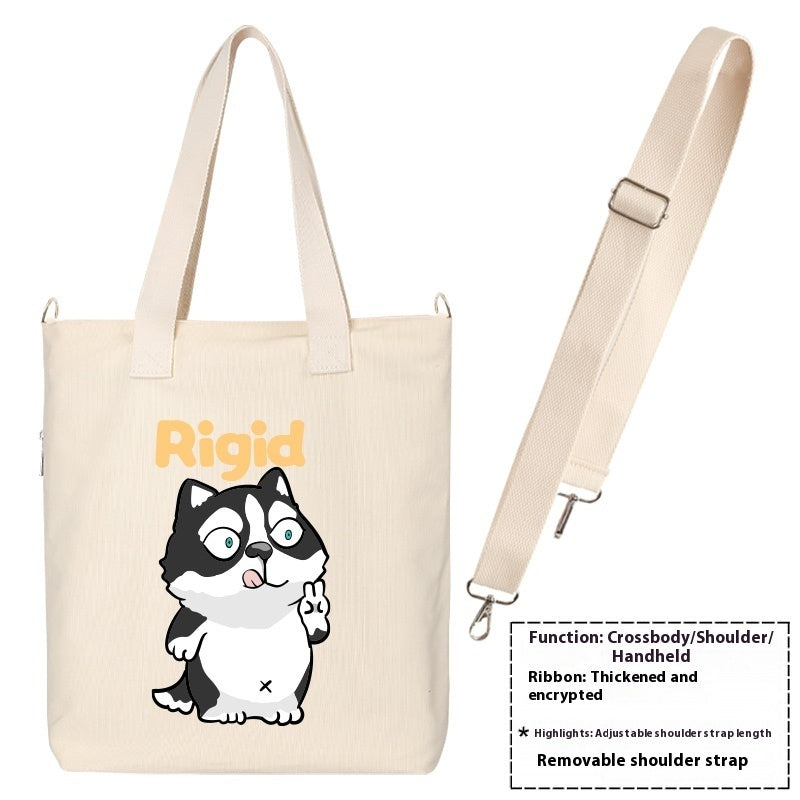 Shiba Inu Male And Female Shoulder Bag Canvas Large Capacity