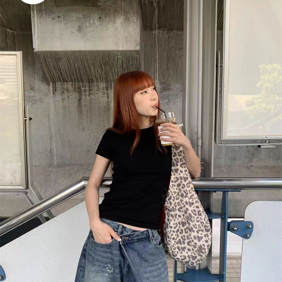 Retro Tote Bag Women's Fashion Leopard Print Large Capacity Shoulder Bag