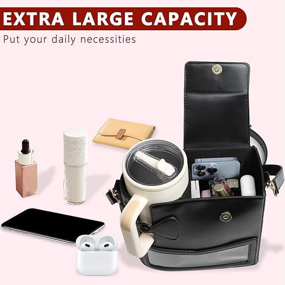 Outdoor Portable Bowknot Shoulder Crossbody Cup Strap Storage Bag