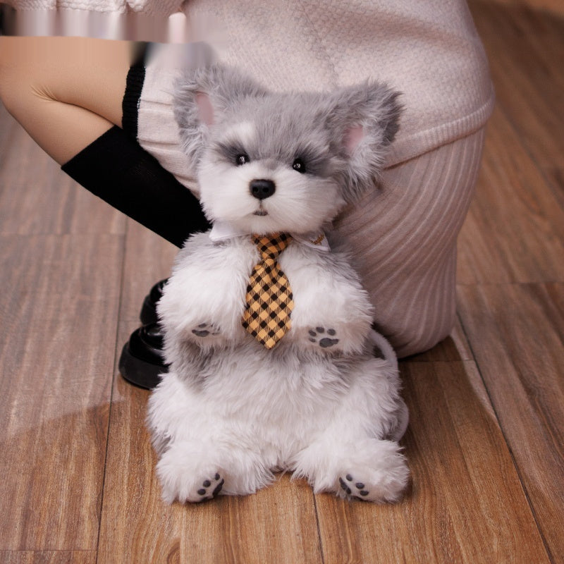 Schnauzer Backpack Backpack Simulation Plush Toy, Toy Figurine, Doll