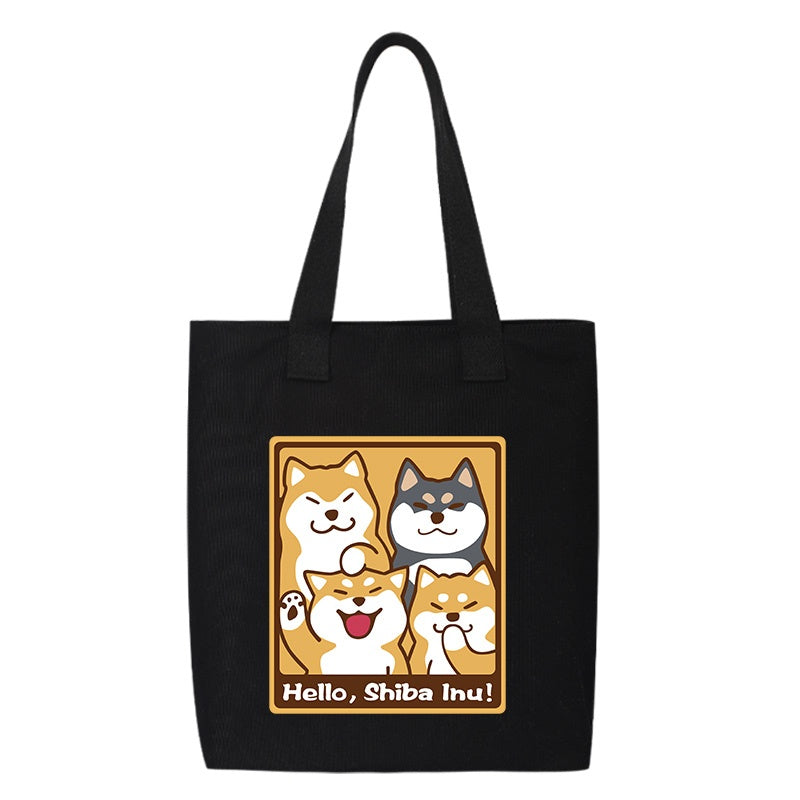 Shiba Inu Male And Female Shoulder Bag Canvas Large Capacity