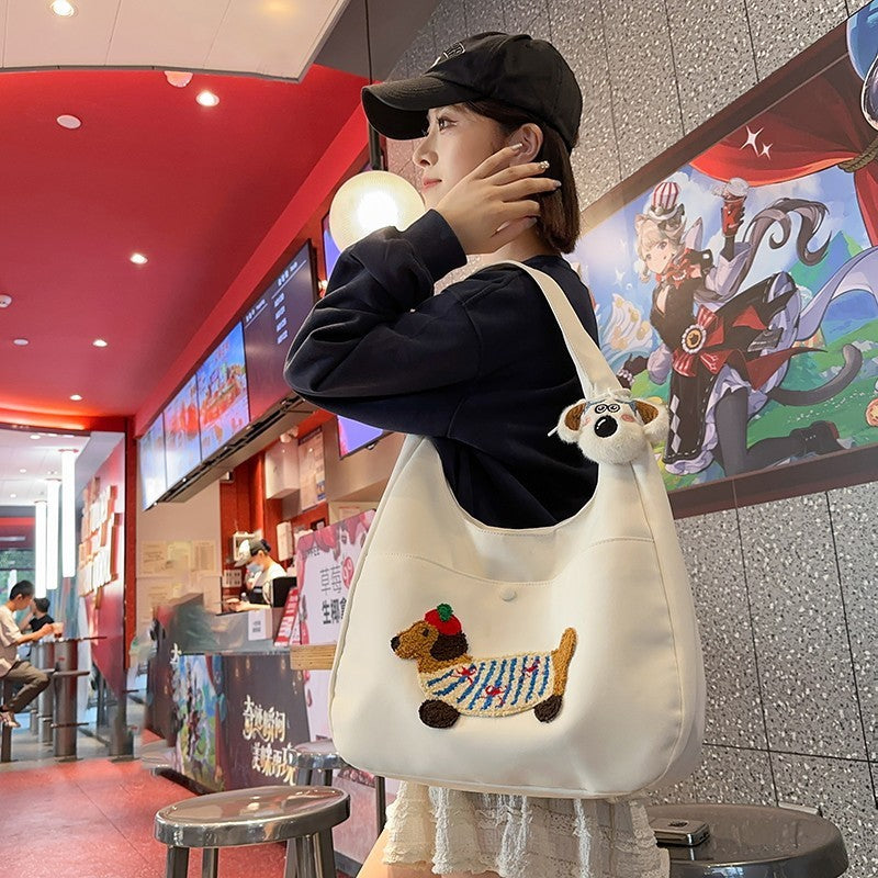 Japanese Style Large Capacity Cute Sausage Dog Commuting Shopping Bag