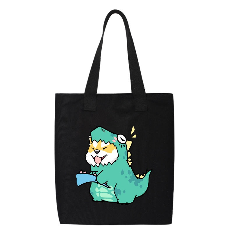 Shiba Inu Male And Female Shoulder Bag Canvas Large Capacity