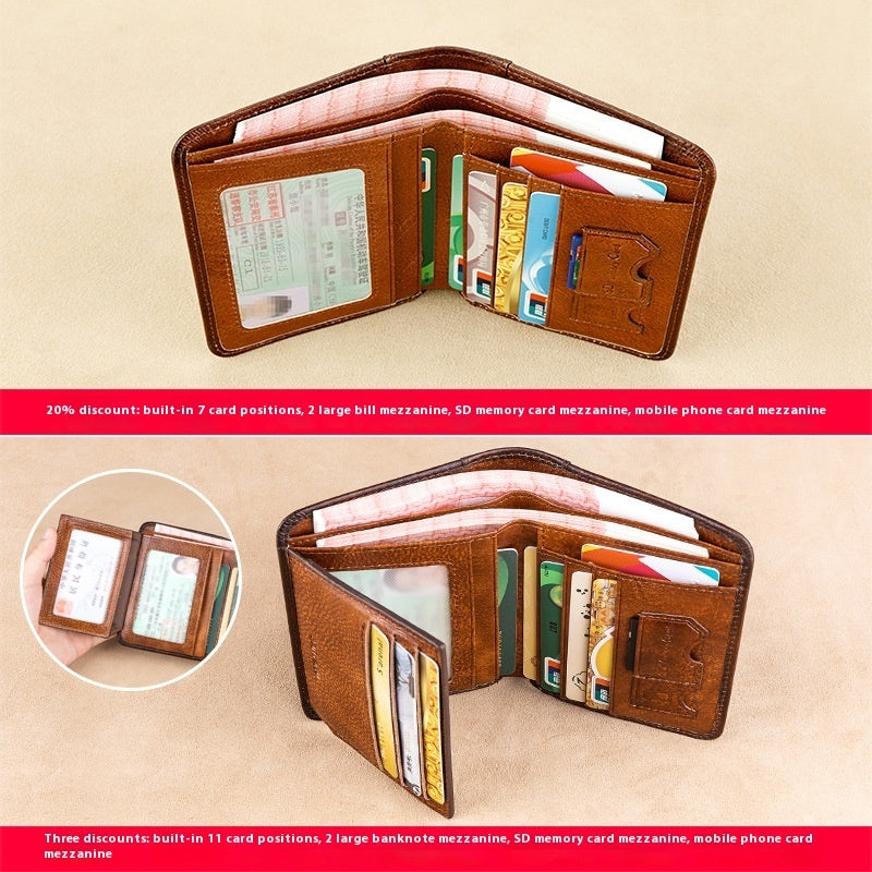 Men's Wallet RFID Anti-theft Swiping Ultra-thin First Layer Cowhide