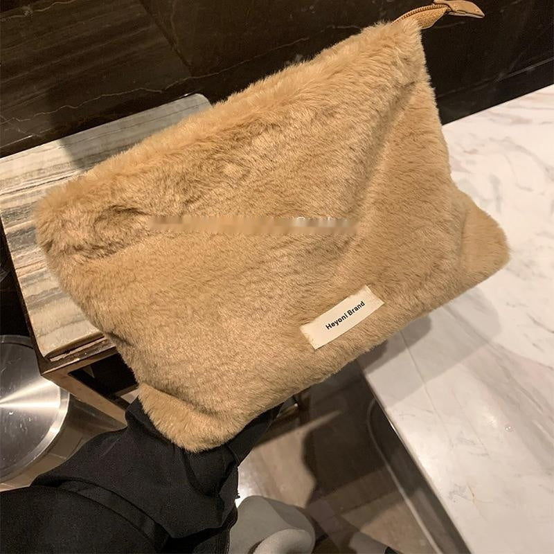 High-grade Plush Cosmetic Bag Women's Large Capacity