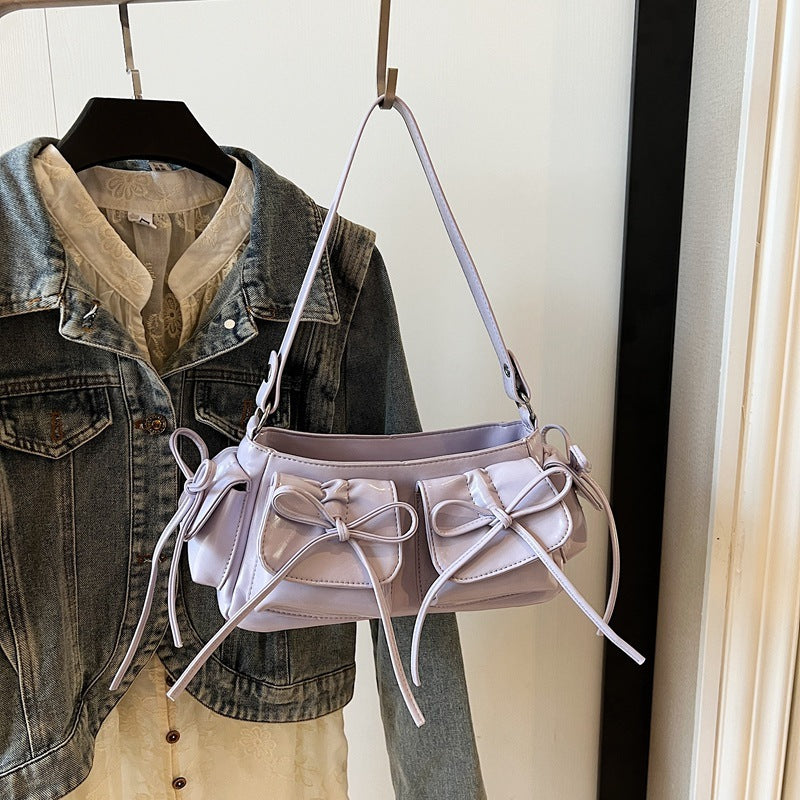 Tassel Bow Women's Bag Multi-pocket Pleated Large Capacity