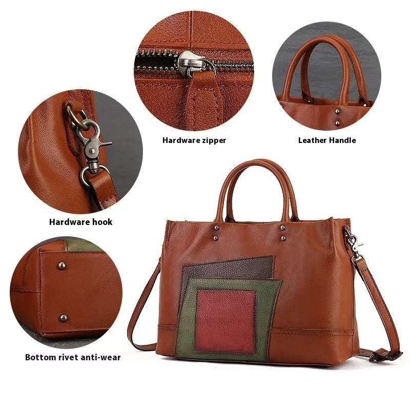 Large Capacity Shoulder Messenger Bag National Style Trendy Patchwork Literary Women Bag