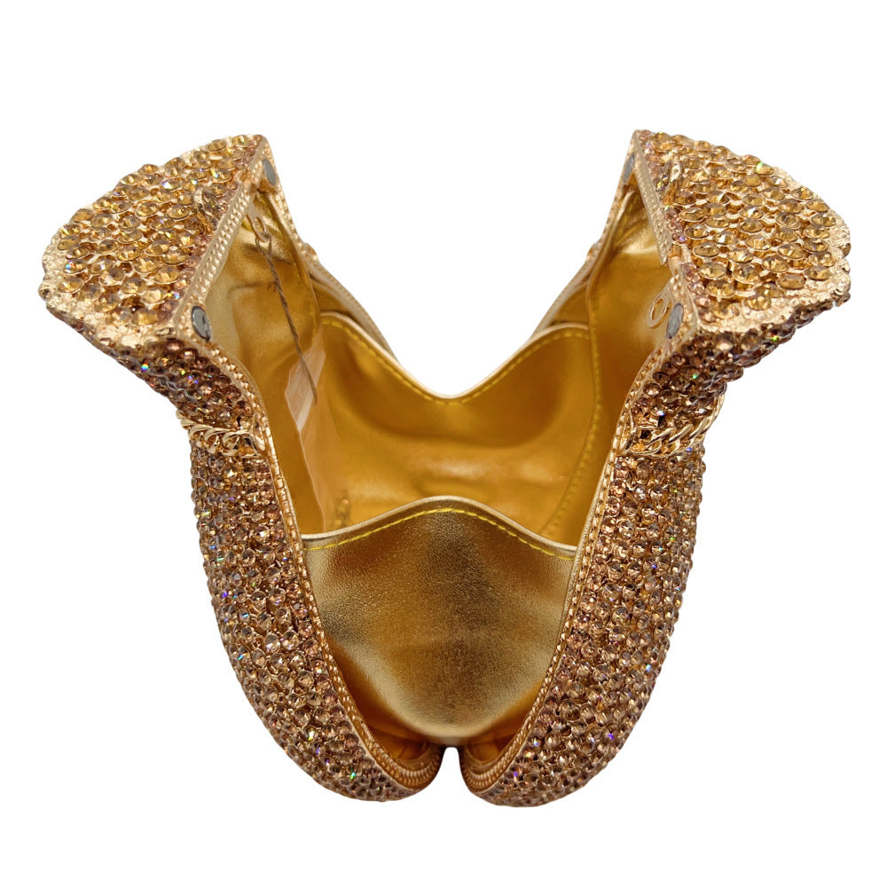 Trade Hollow Metal Purse Full Diamond Clutch