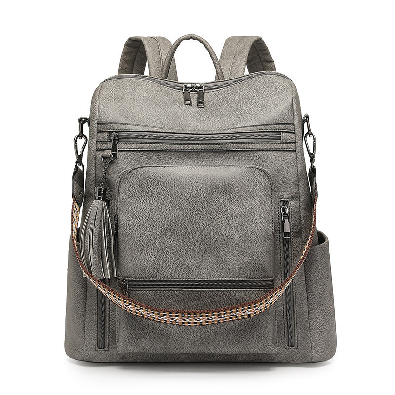 Large Capacity Pu Retro Contrast Color Backpack