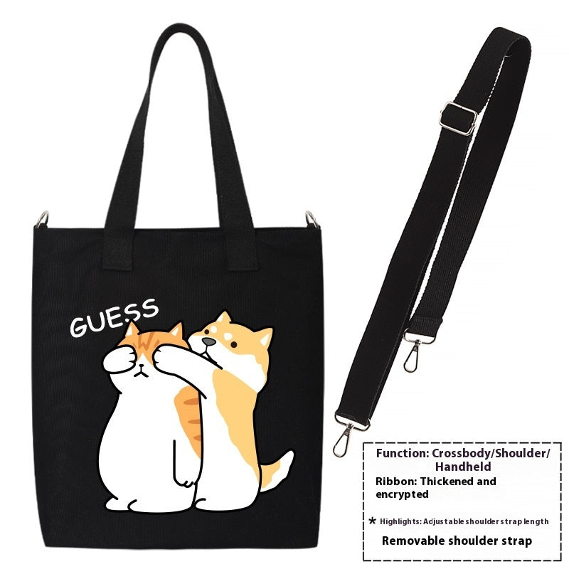 Shiba Inu Male And Female Shoulder Bag Canvas Large Capacity