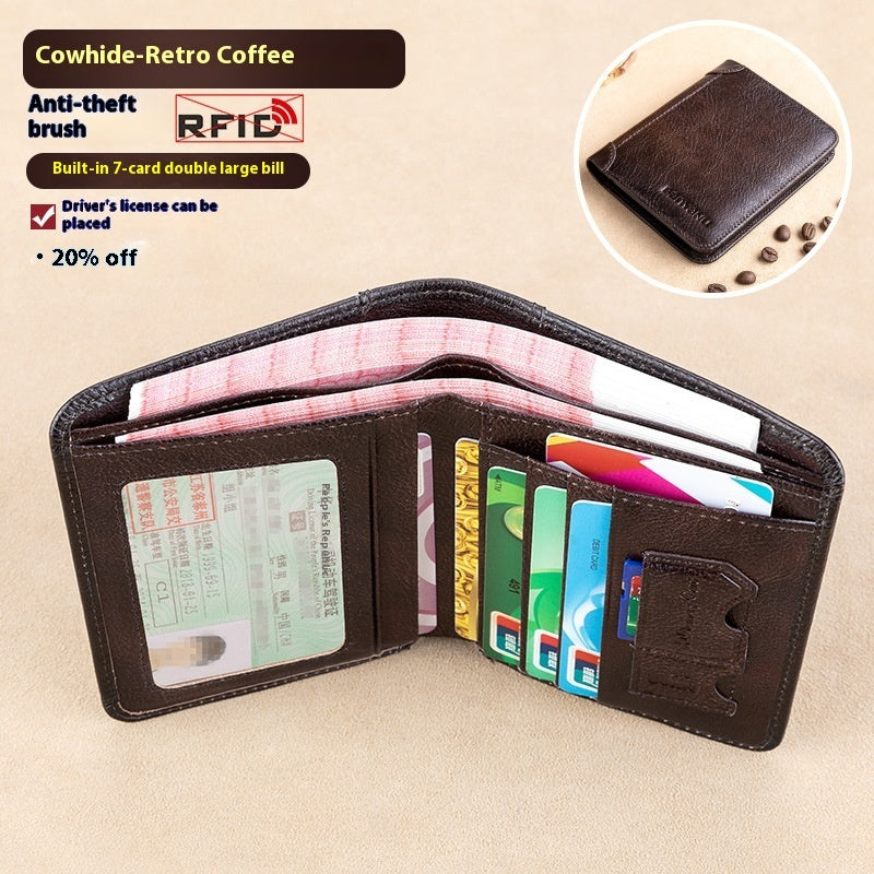 Men's Wallet RFID Anti-theft Swiping Ultra-thin First Layer Cowhide