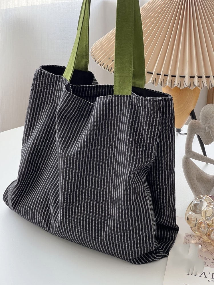 Plaid Canvas Multi-layer Tote Casual Shoulder Bag