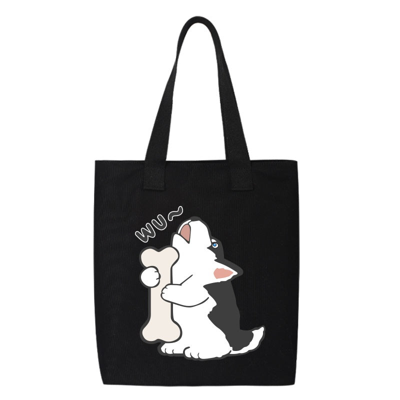 Shiba Inu Male And Female Shoulder Bag Canvas Large Capacity