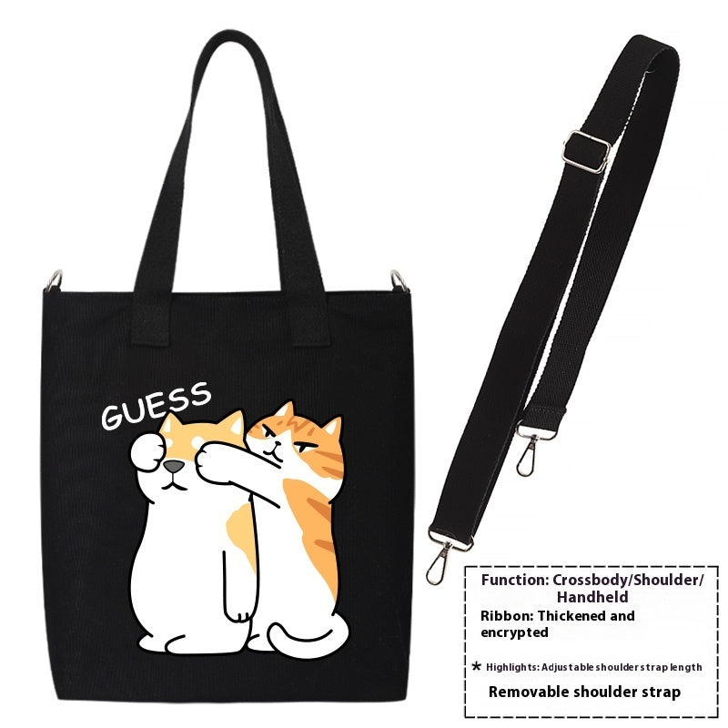 Shiba Inu Male And Female Shoulder Bag Canvas Large Capacity