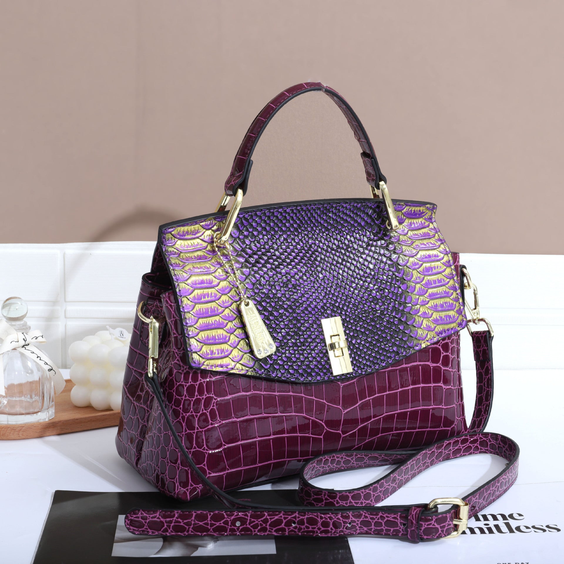 Snake Pattern Women's Bag Handbag Colorful Crocodile Pattern Crossbody Bag