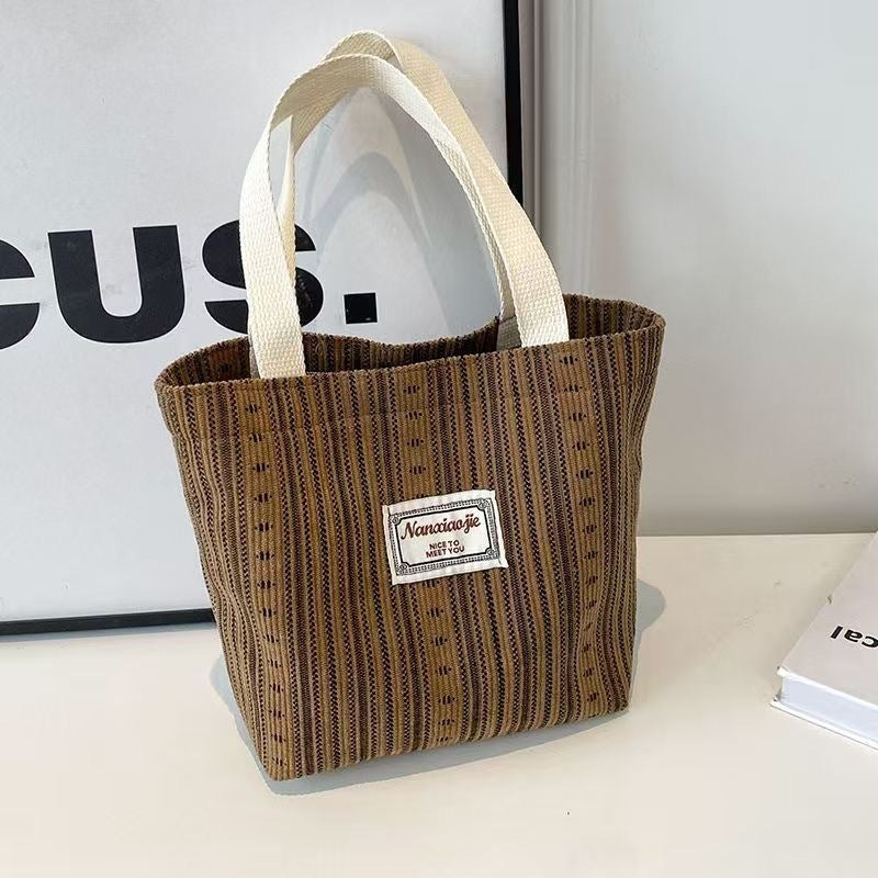 Japanese Style Corduroy Bag Ins Large Capacity