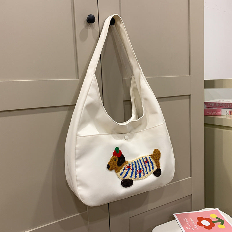 Japanese Style Large Capacity Cute Sausage Dog Commuting Shopping Bag