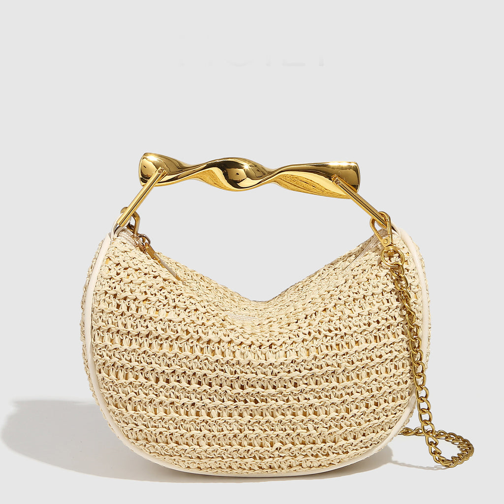 Straw Woven Dumpling Chain Shoulder Crossbody Bag Woven