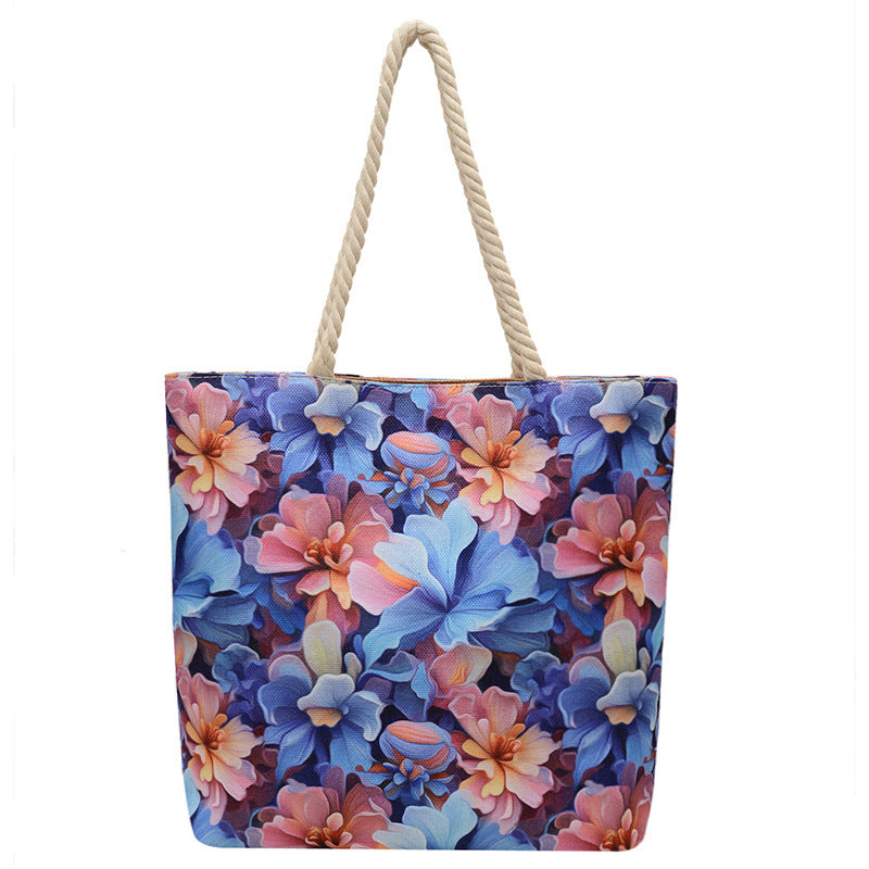 Canvas Fashion Linen Cotton String Shoulder Bag Simple Handbag