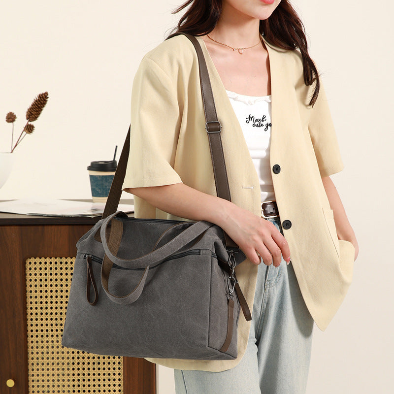 Large Capacity Fashion Casual All-match Retro Canvas Bag For Women